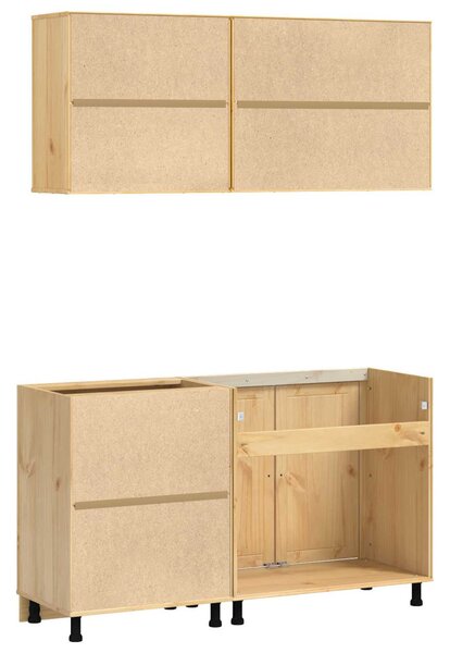 Cabinet polcokkal tárolóval ajtóval 4 pcs Méz Tömör fenyőfa