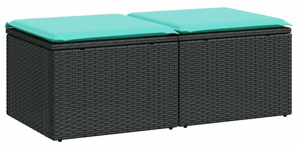 VidaXL 2 részes fekete polyrattan akácfa kerti ülőgarnitúra párnával