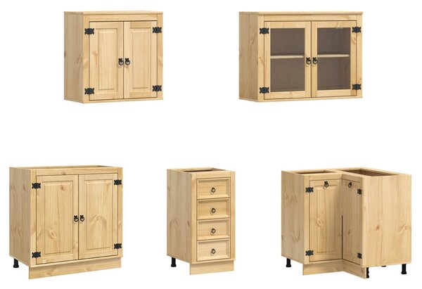 Cabinet fiókkal polcokkal tárolóval 10 pcs Méz Tömör fenyőfa
