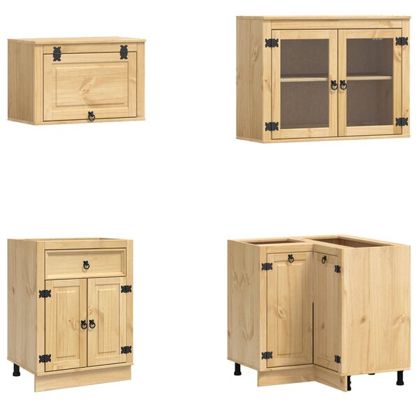 Cabinet polcokkal tárolóval ajtóval 8 pcs Méz Tömör fenyőfa