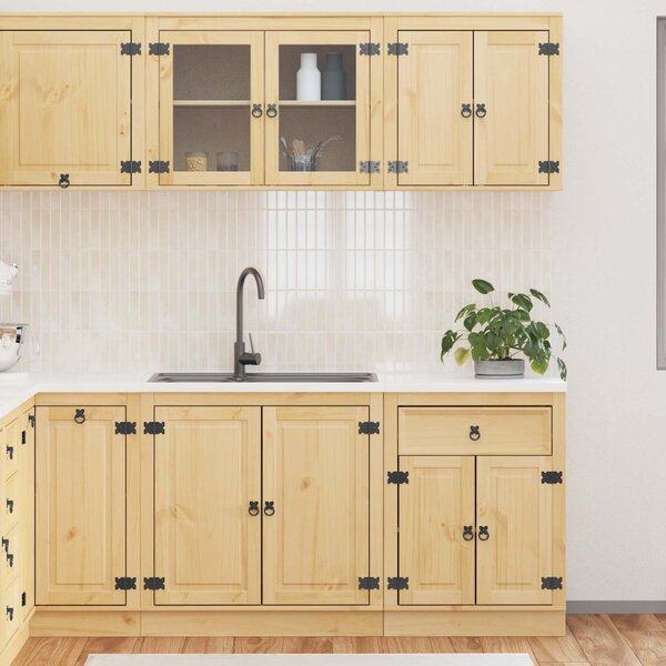 Cabinet polcokkal tárolóval ajtóval 4 pcs Méz Tömör fenyőfa