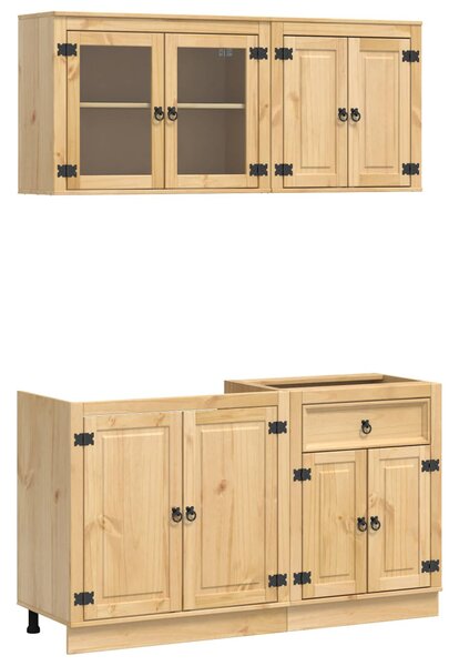 Cabinet polcokkal tárolóval ajtóval 4 pcs Méz Tömör fenyőfa