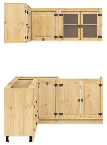 Cabinet polcokkal tárolóval ajtóval 8 pcs Méz Tömör fenyőfa