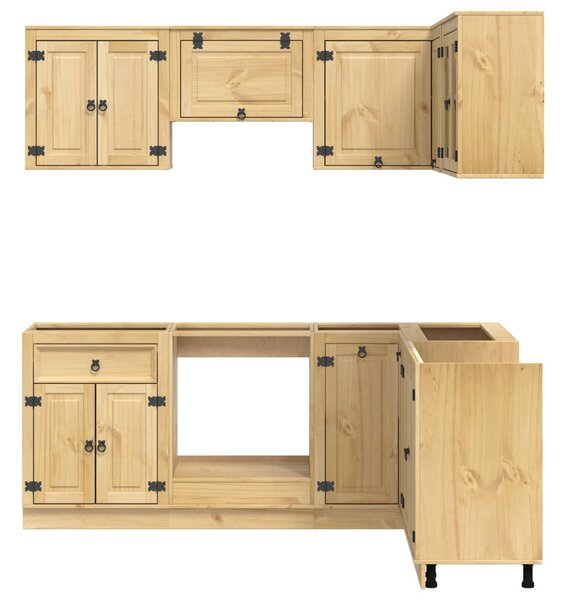 Cabinet polcokkal tárolóval ajtóval 8 pcs Méz Tömör fenyőfa