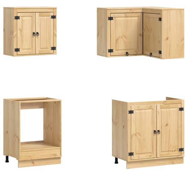 Cabinet polcokkal tárolóval ajtóval 8 pcs Méz Tömör fenyőfa