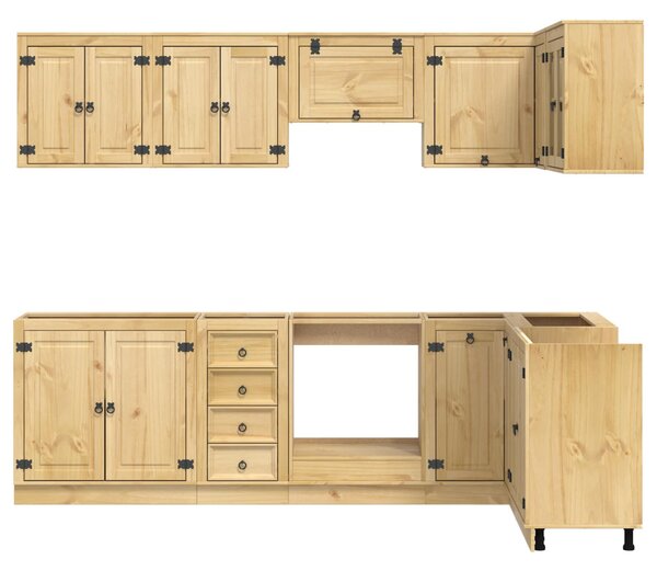 Cabinet fiókkal polcokkal tárolóval 10 pcs Méz Tömör fenyőfa