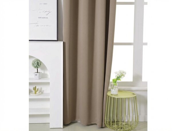 OXFORD bézs függöny 140x250 cm Felfüggesztés: Fém gyűrűk