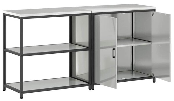 Konyhai Tároló Készlet polcokkal 2 pcs Ezüst Horganyzott acél