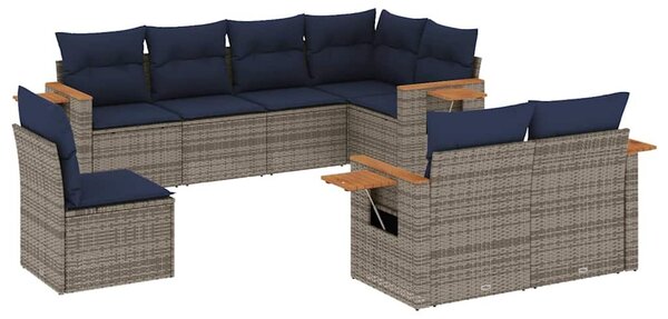 VidaXL 8 részes szürke polyrattan kerti ülőgarnitúra párnával