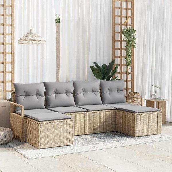 VidaXL Kanapé Szett 6 pcs Bézs polirattan