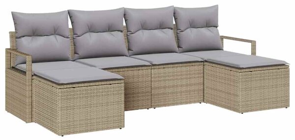 VidaXL Kanapé Szett 6 pcs Bézs polirattan