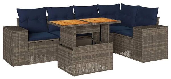VidaXL 6 részes szürke polyrattan kerti ülőgarnitúra párnákkal