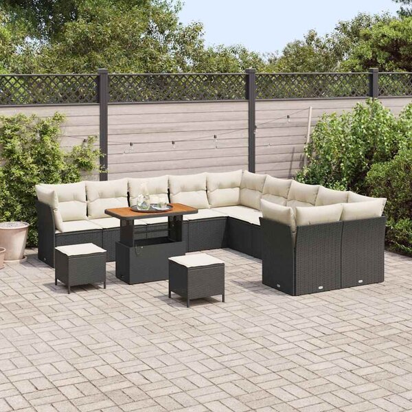 VidaXL Kerti Kanapé Szett párnával 13 pcs Fekete és krémszínű