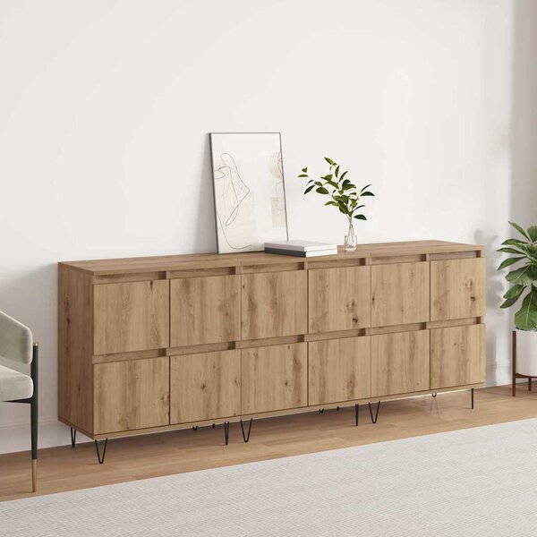 Oldalszekrények 3 pcs kézműves tölgy 180 x 35 x 70 cm Faanyag