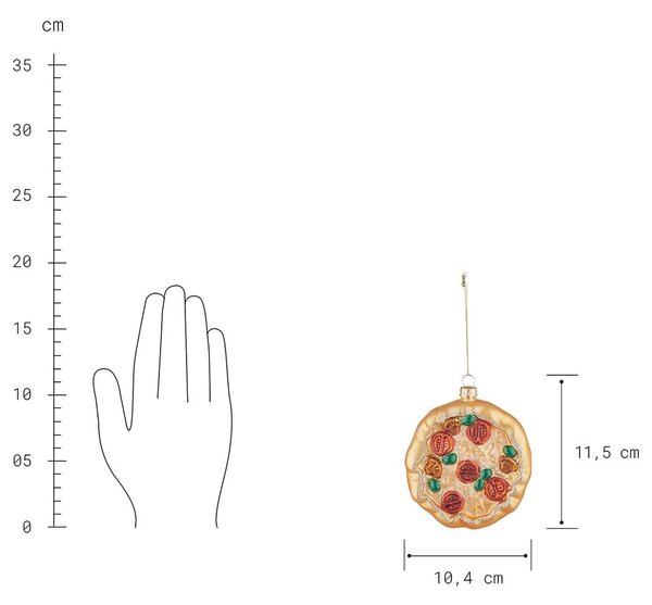 HANG ON üveg karácsonyfadísz, pizza