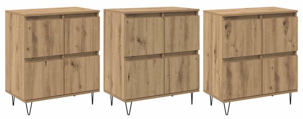 Oldalszekrények 3 pcs kézműves tölgy 180 x 35 x 70 cm Faanyag