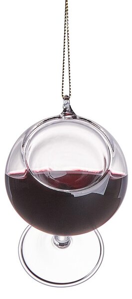 HANG ON üveg karácsonyfadísz, vörösbor pohárban 9cm