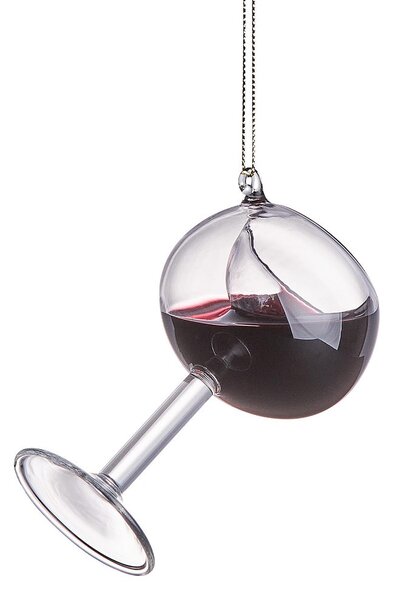 HANG ON üveg karácsonyfadísz, vörösbor pohárban 9cm