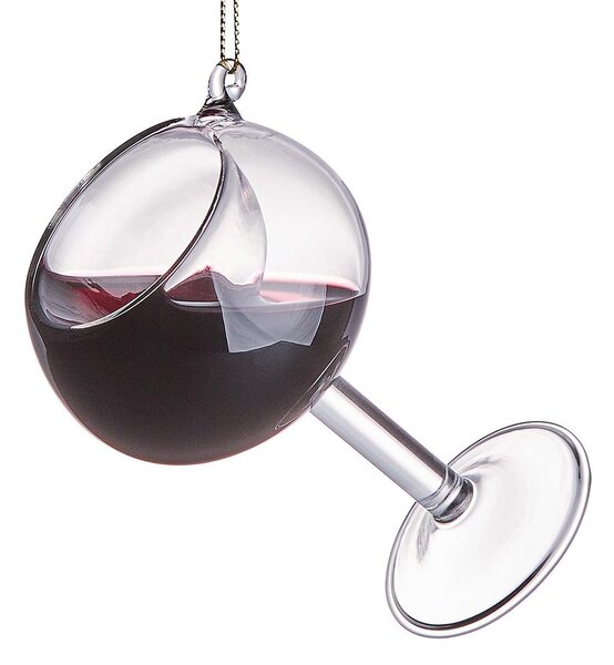 HANG ON üveg karácsonyfadísz, vörösbor pohárban 9cm