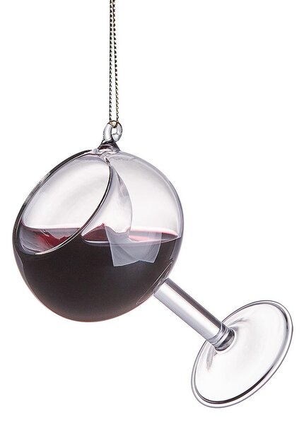 HANG ON üveg karácsonyfadísz, vörösbor pohárban 9cm