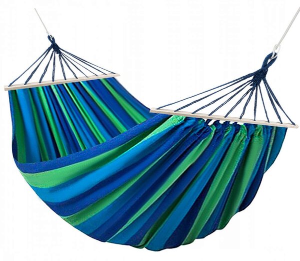 Kerti XXL nagyméretű függőágy merevítővel, kék-zöld, 260 x 160 cm