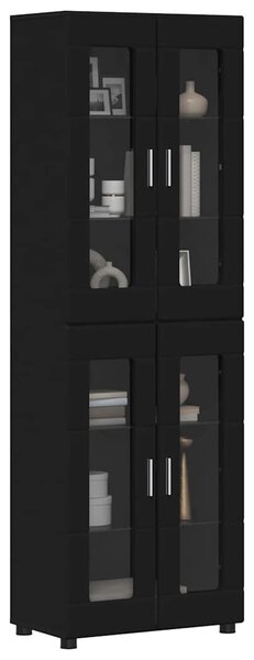 Magasfiú polcokkal tárolóval Fekete 60 x 35 x 182 cm Faanyag