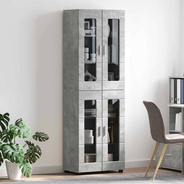 Magasfiú polcokkal Beton Szürke 60 x 35 x 182 cm Faanyag