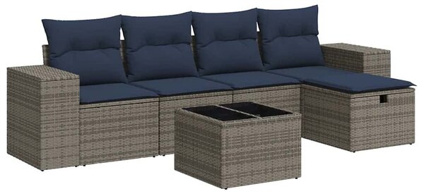 VidaXL 6 részes szürke polyrattan kerti ülőgarnitúra párnákkal