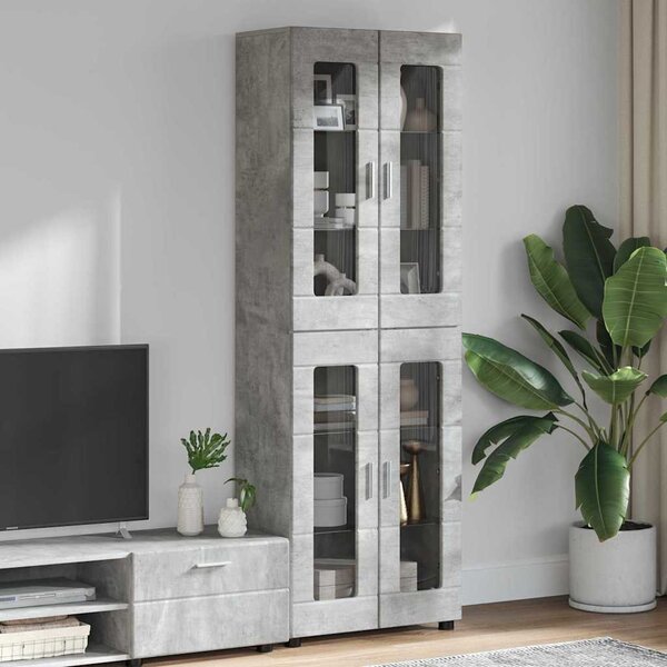 Magasfiú polcokkal Beton Szürke 60 x 35 x 182 cm Faanyag