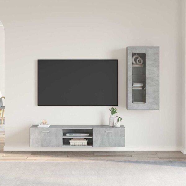 TV szekrény garnitúra fiókkal FLORIN 3 pcs Beton Szürke Faanyag