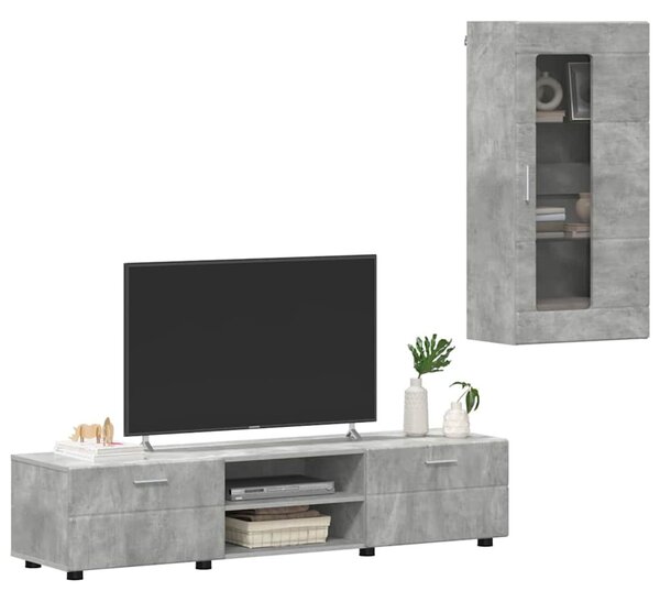 TV szekrény garnitúra fiókkal FLORIN 3 pcs Beton Szürke Faanyag