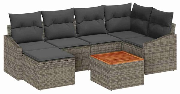VidaXL Kerti Kanapé Szett tárolóval 7 pcs Szürke polirattan