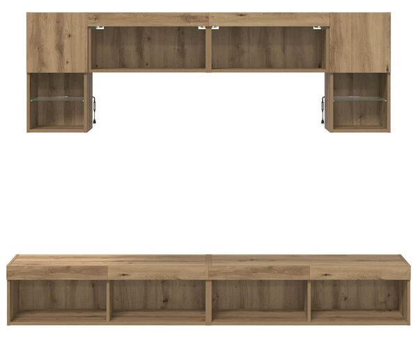 TV Fali Egységek LED-del 6 pcs Artisan tölgy Faanyag