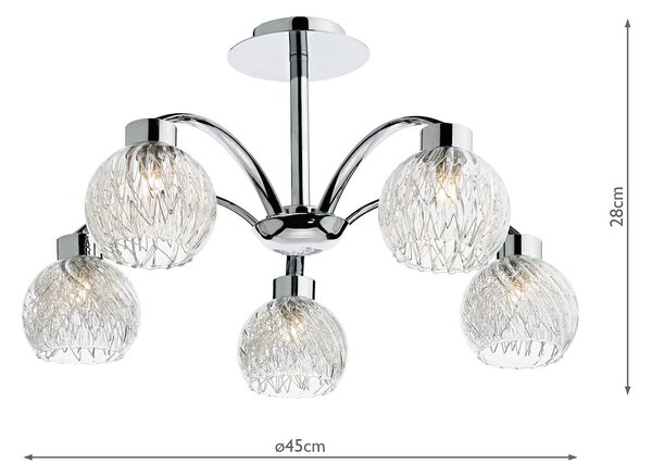 Dar lighting glamour modern mennyezeti lámpa yasmin csiszolt króm daryas0550
