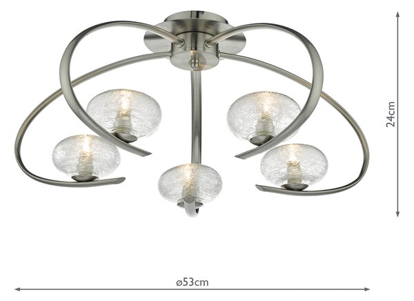 Dar lighting modern mennyezeti lámpa leighton szatén króm darlei5446