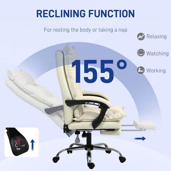 Vinsetto Ergonomikus Hátradönthető Irodai Szék, Lábtartóval, Bézs