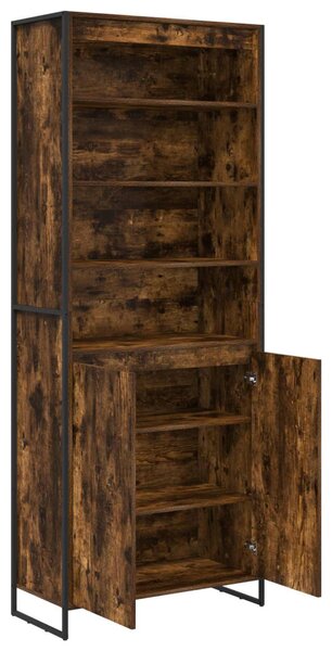 Magas szekrények 2 pcs Füstös tölgy 79 x 36 x 200 cm Faanyag