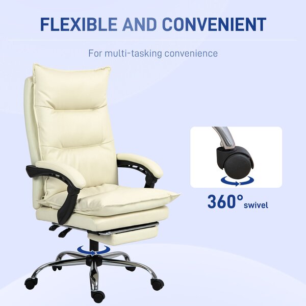 Vinsetto Ergonomikus Hátradönthető Irodai Szék, Lábtartóval, Bézs