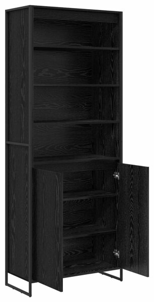 Magas szekrények 2 pcs Fekete tölgy 79 x 36 x 200 cm Faanyag