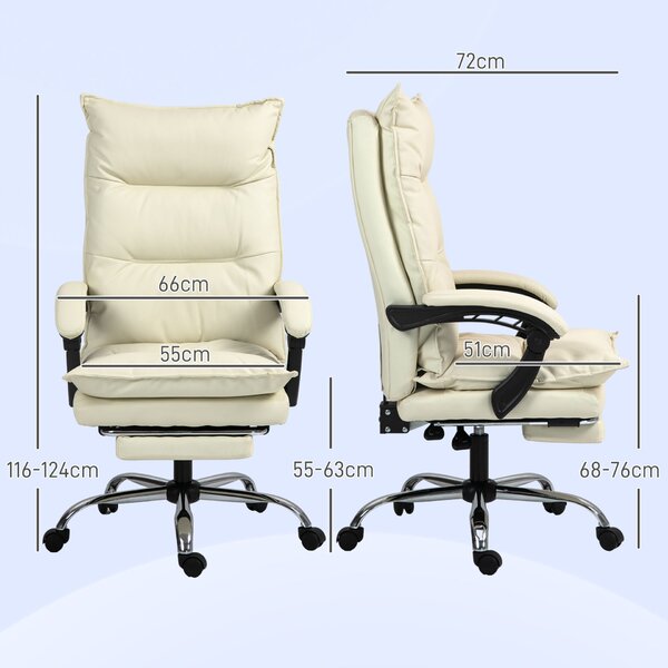 Vinsetto Ergonomikus Hátradönthető Irodai Szék, Lábtartóval, Bézs