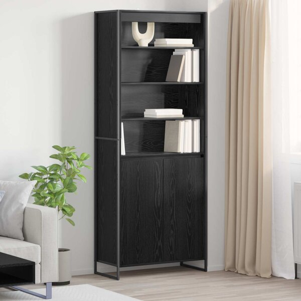 Magas szekrények 2 pcs Fekete tölgy 79 x 36 x 200 cm Faanyag
