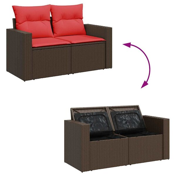 VidaXL 6 részes barna polyrattan akácfa kerti ülőgarnitúra párnákkal