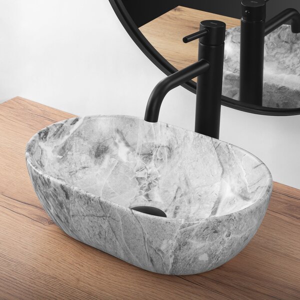Rea Amelia Mini STONE MATT, asztali mosogató 380x260x130 mm, szürke kőutánzat, REA-U9109