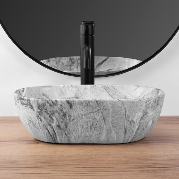Rea Amelia Mini STONE MATT, asztali mosogató 380x260x130 mm, szürke kőutánzat, REA-U9109