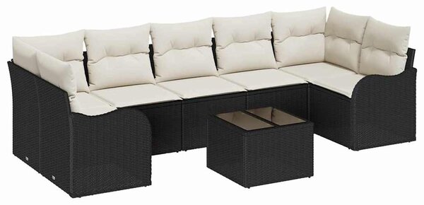 VidaXL Kerti Kanapé Szett párnával tárolóval 8 pcs Fekete és Krém