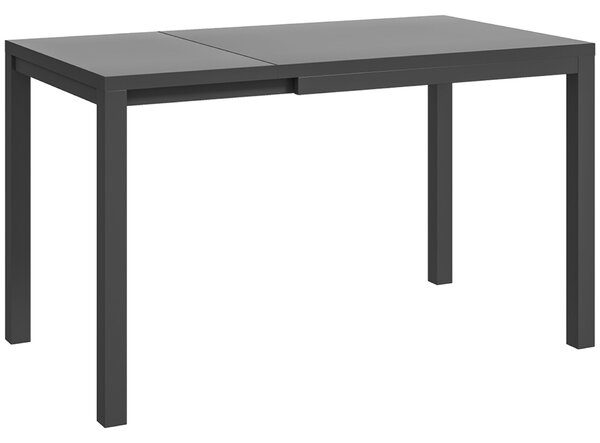 Outsunny Kihúzható Kerti Asztal 4-6 Személyre Alumíniumból és Edzett Üvegből, 85-125x70x73 cm, Sötétszürke