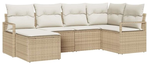 VidaXL Kanapé Szett párnával 6 pcs Bézs polirattan