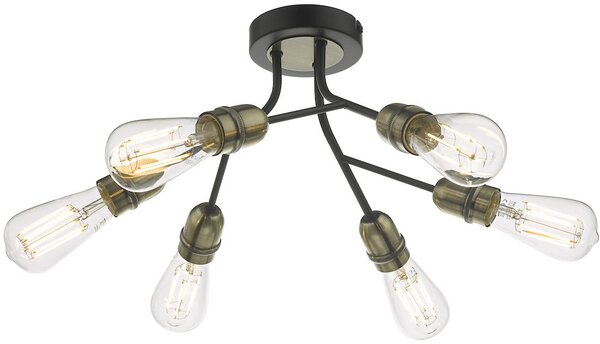 Dar lighting loft vintage mennyezeti lámpa remy antik sárgaréz fekete darrem0654