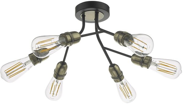 Dar lighting loft vintage mennyezeti lámpa remy antik sárgaréz fekete darrem0654
