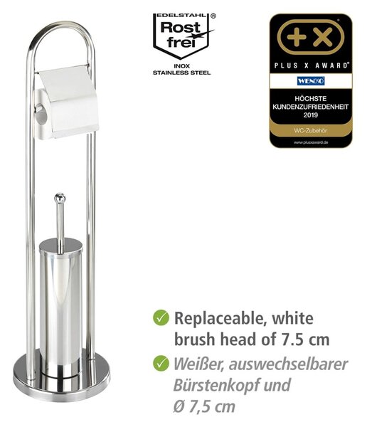 Vasto ezüstszínű WC-kefe és WC-papír tartó - Wenko
